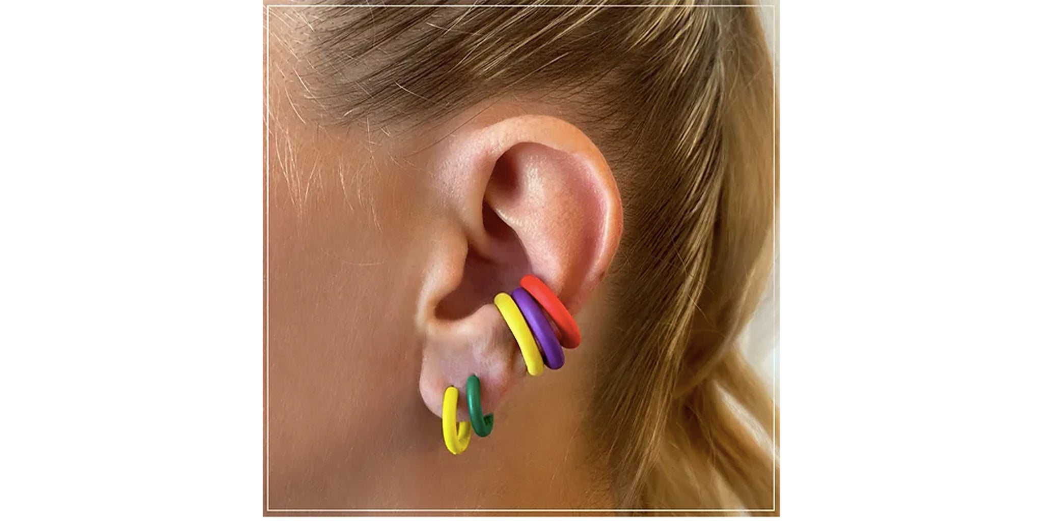 Color Enamel Hoop Earring - purple