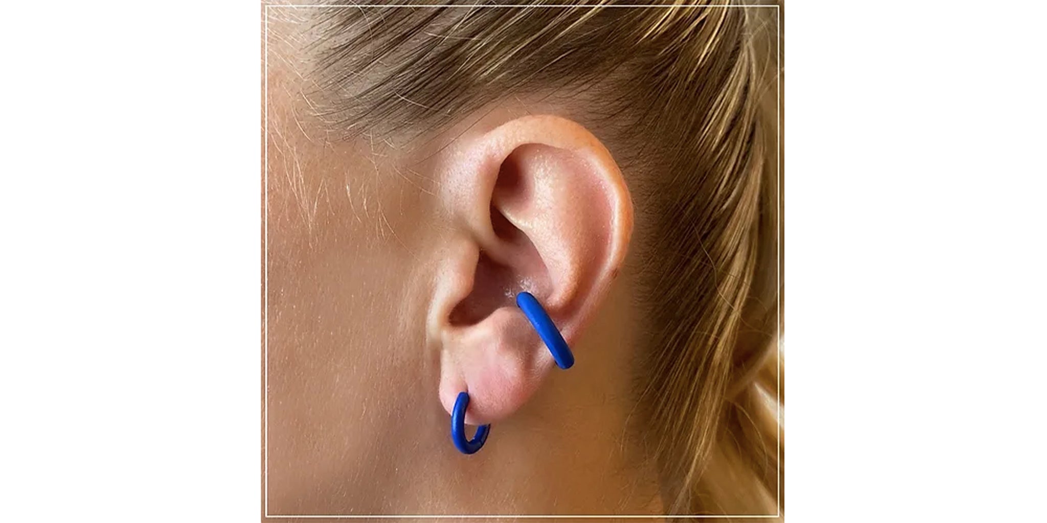 Color Enamel Hoop Earring - blue