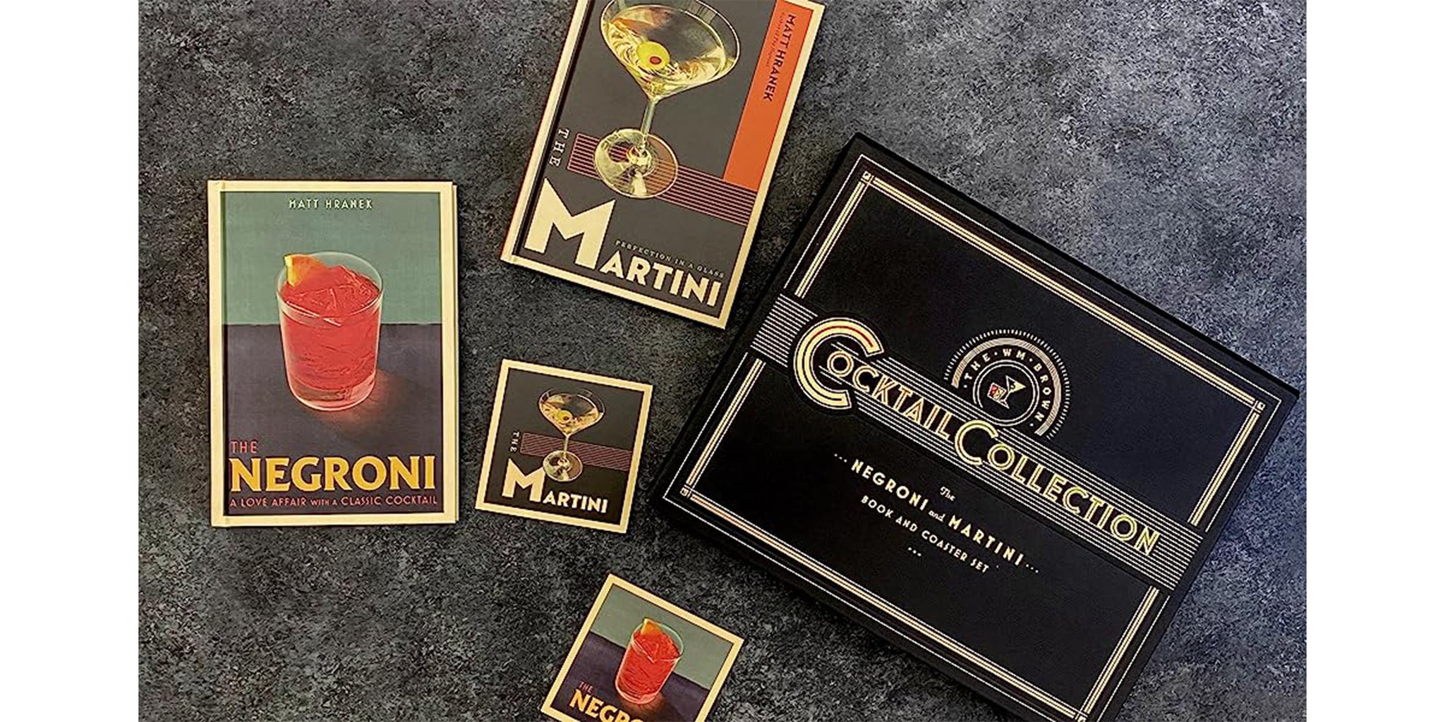 The Negroni and The Martini Book + Coaster Set