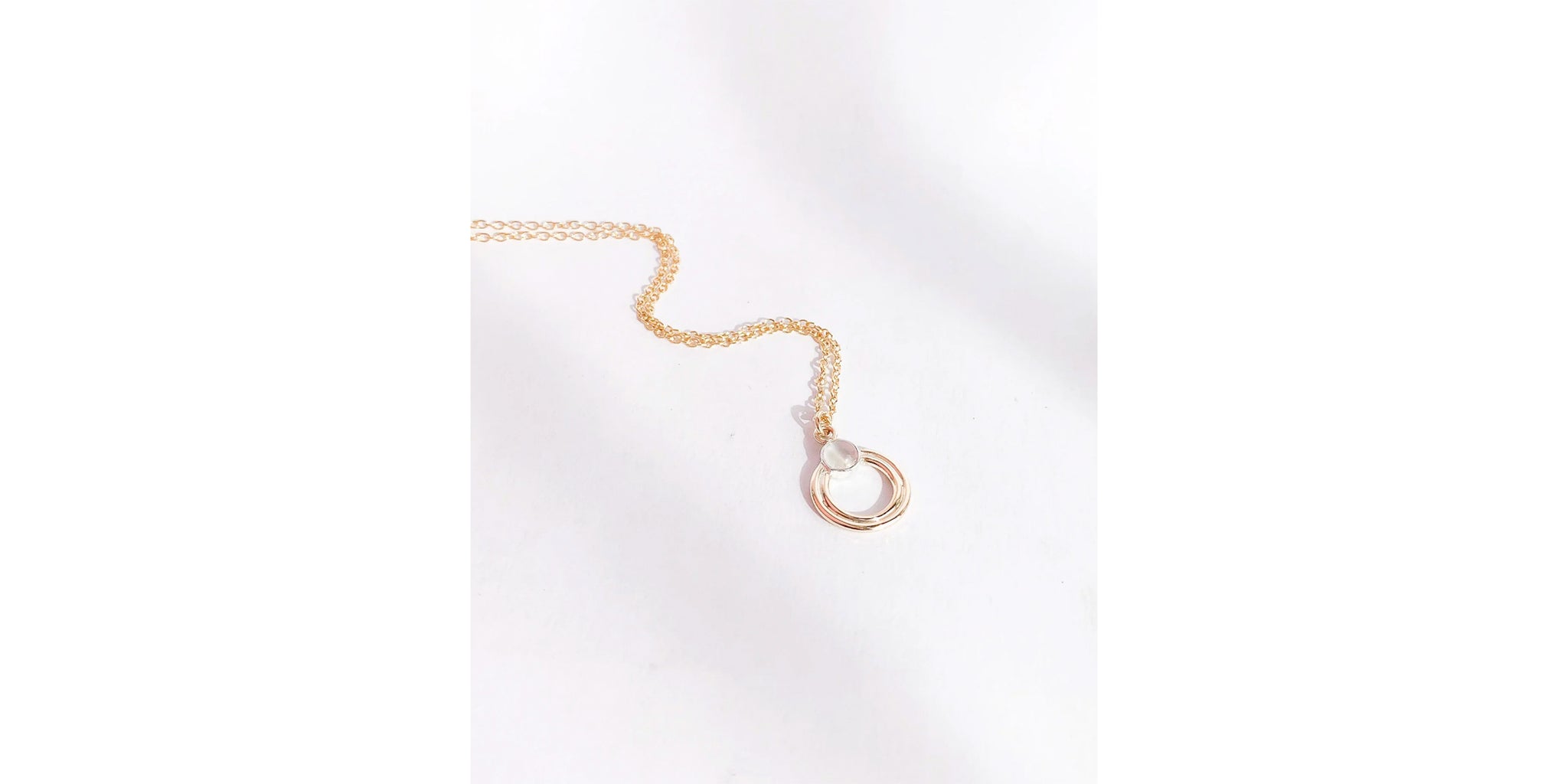 Europa in orbit necklace - gold/moonstone