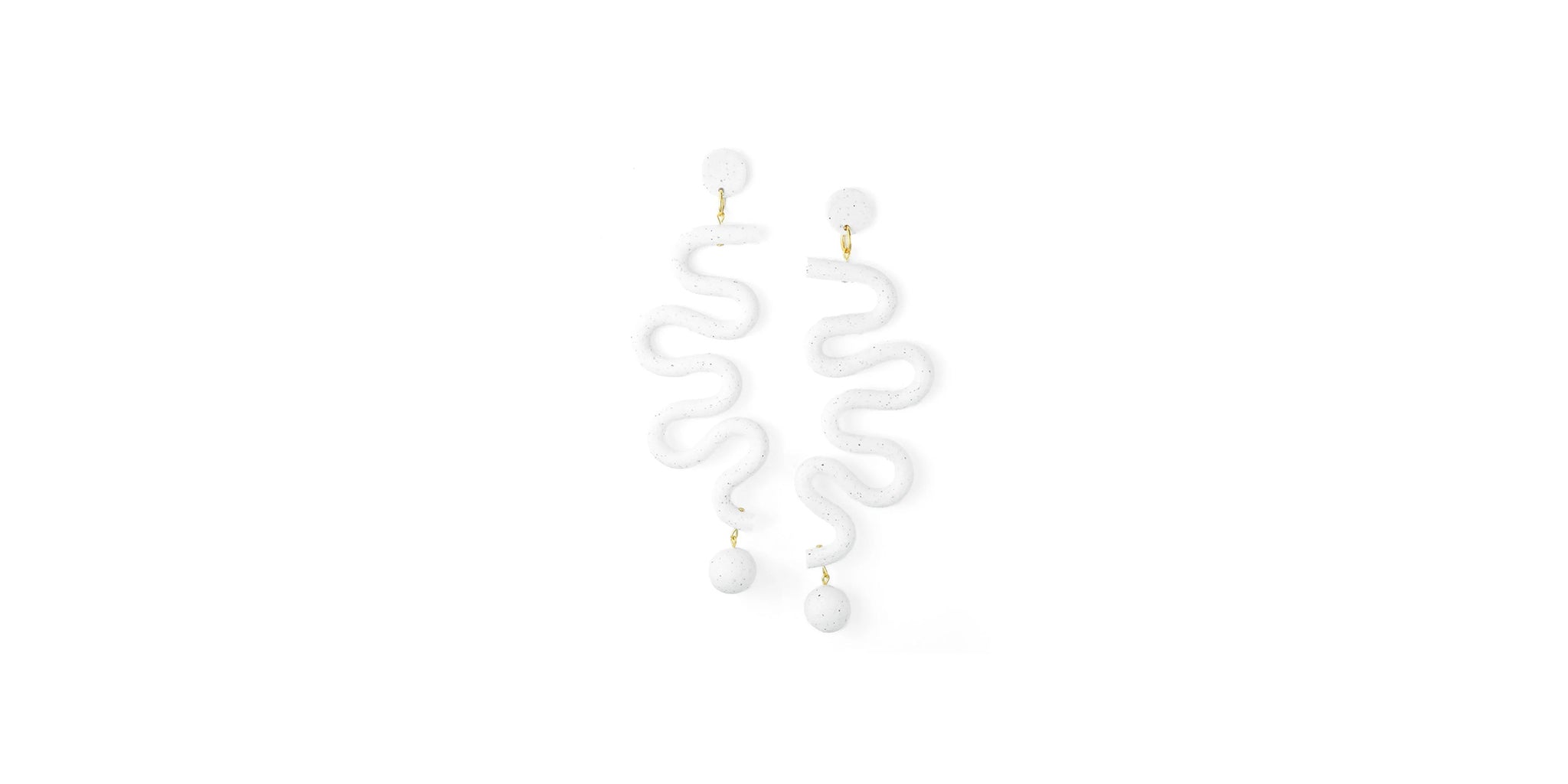Tube Squiggles Earrings - Spreckled White