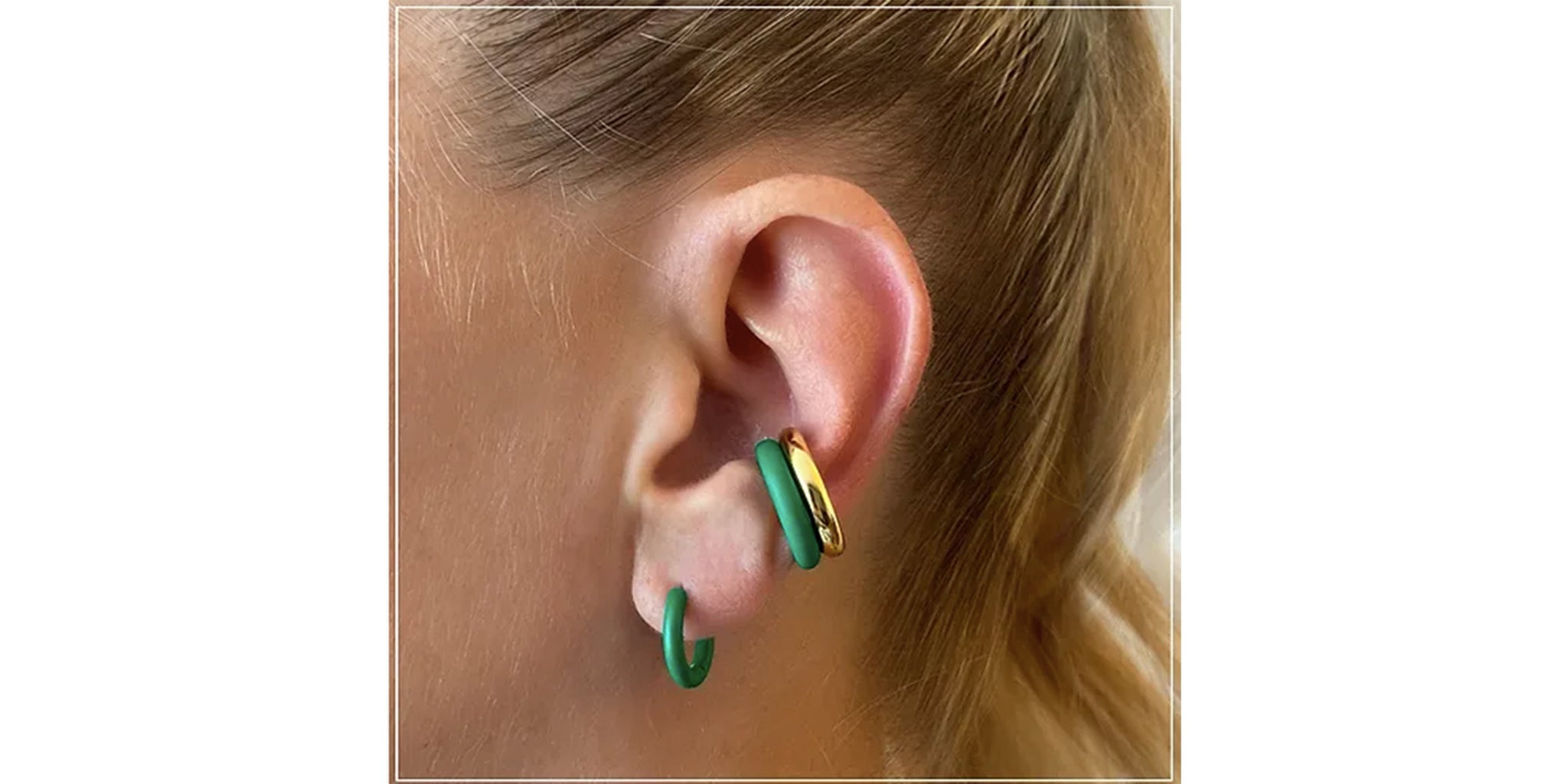 Color Enamel Hoop Earring - green