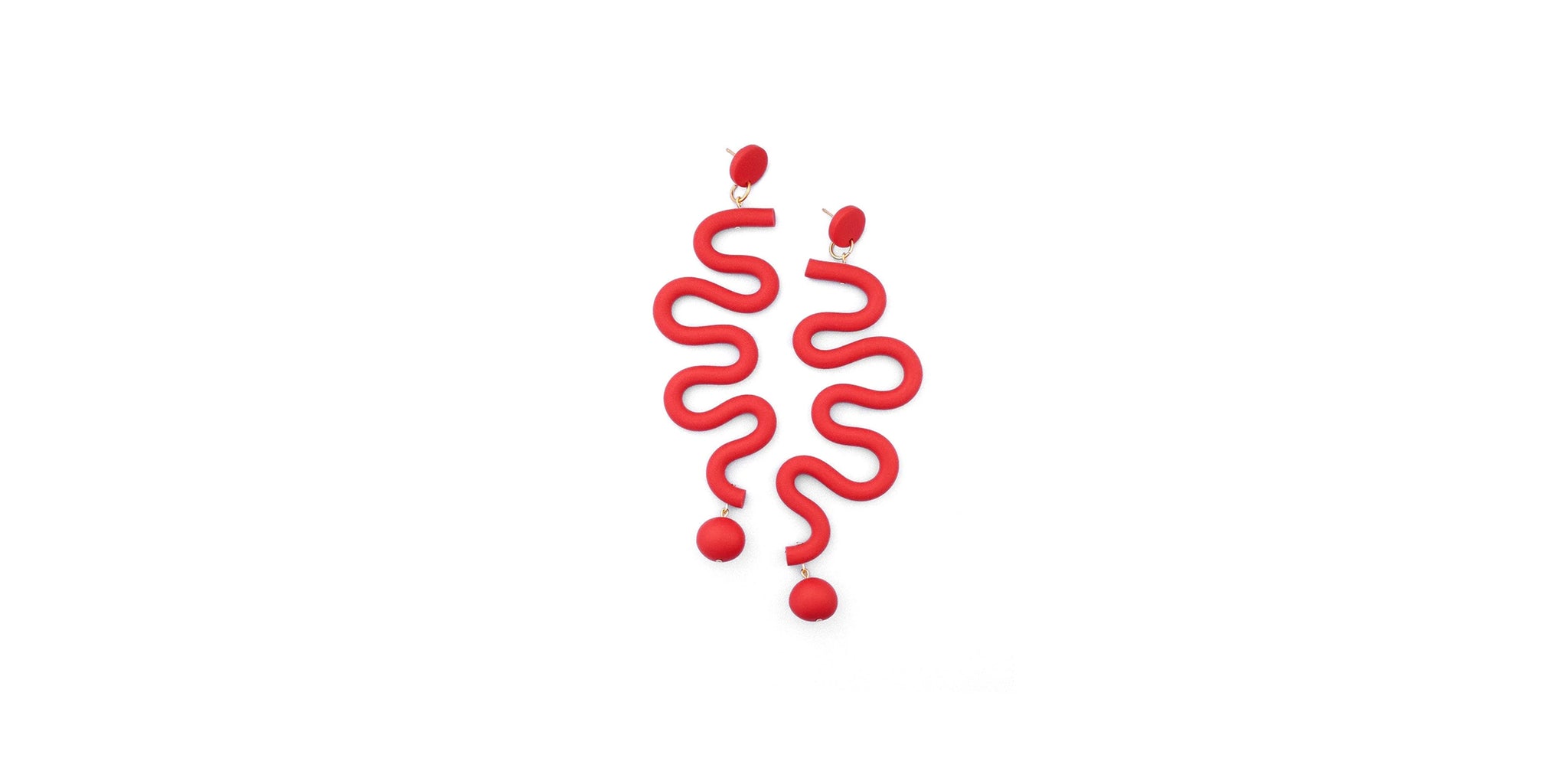 Tube Squiggles Earrings - Red