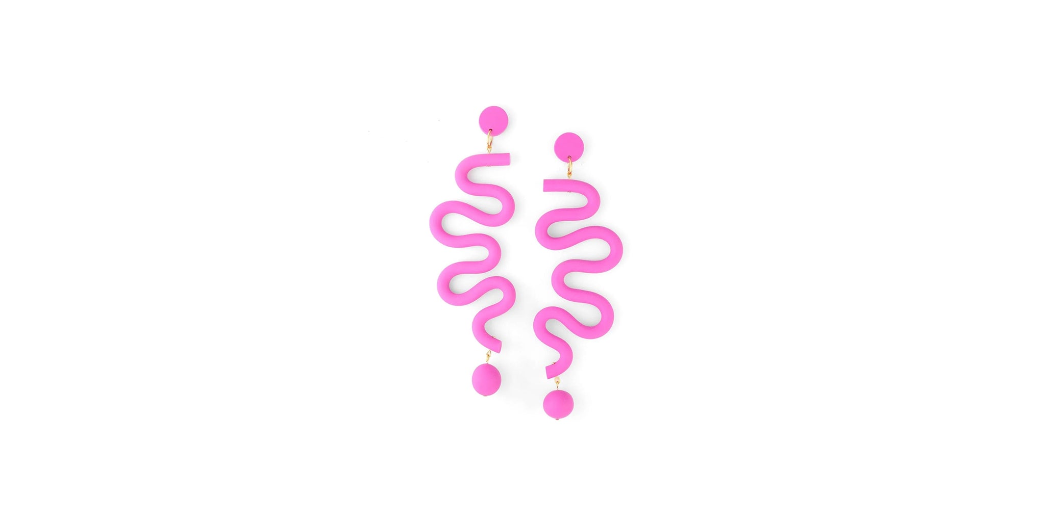 Tube Squiggles Earrings - Pink