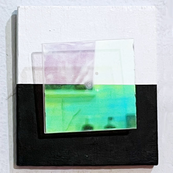 SMALL IRIDESCENT WHITE + BLACK WITH PLEXI