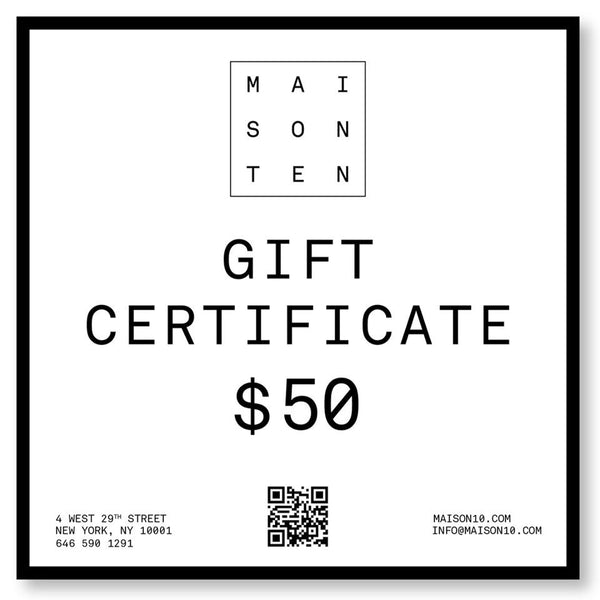 MAISON 10 Gift Certificate
