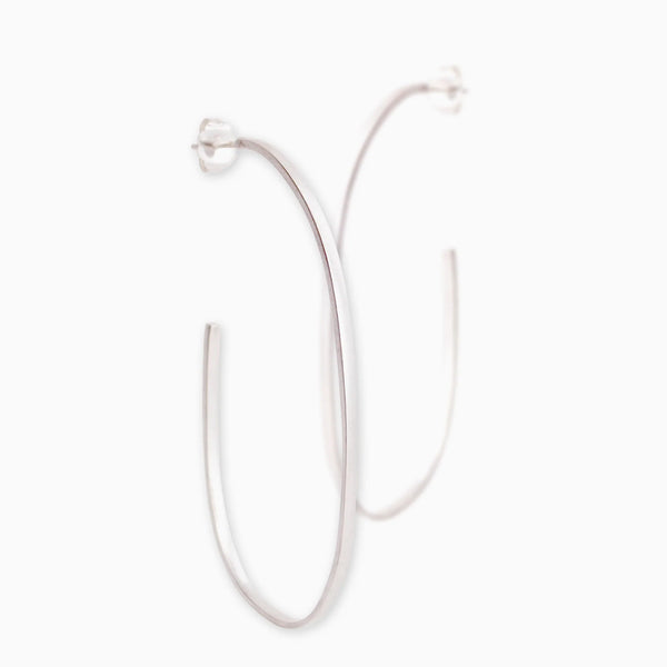 Oval Silver Hoops