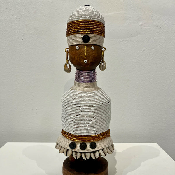 White Beaded Namji Doll 1 - Medium