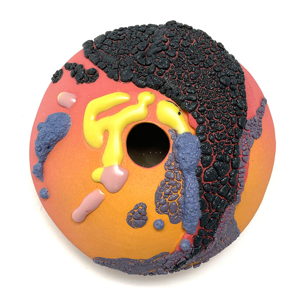 Medium Saucer Vase - Mandarin/Black/Pink/Blue