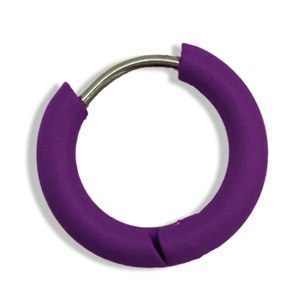 Color Enamel Hoop Earring - purple