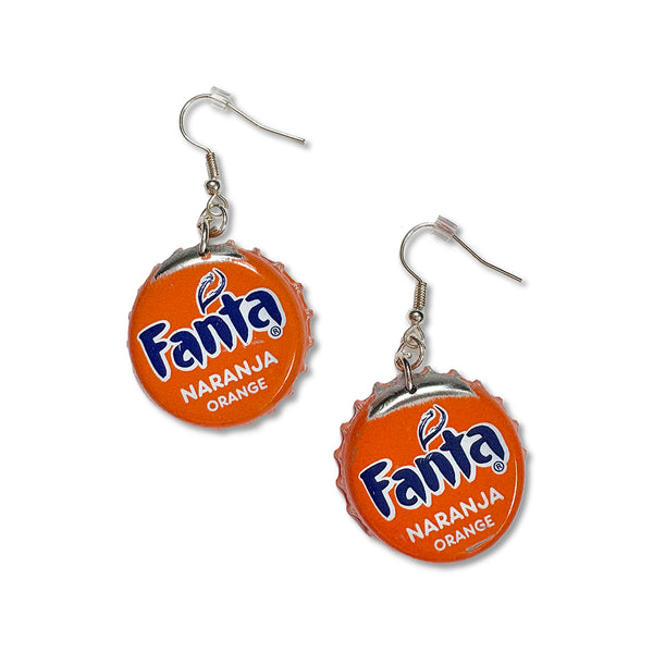 Bottle Cap Earrings - Fanta Orange