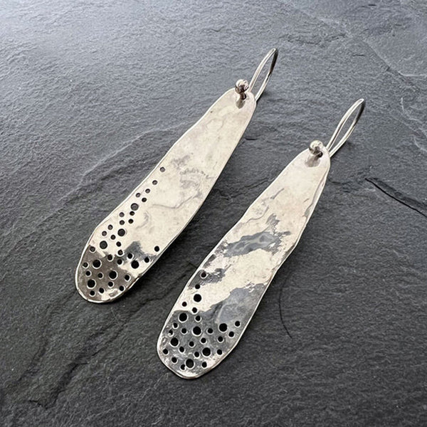 Moon Dust Drop Earrings - silver