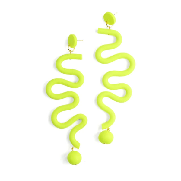 Tube Squiggles Earrings - Neon