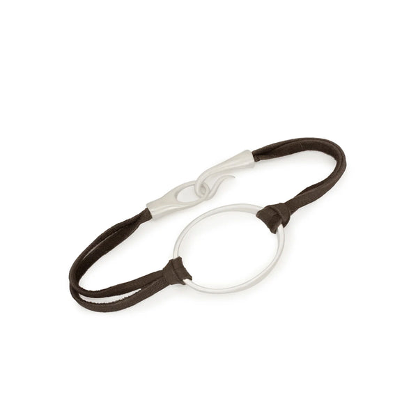 torque id bracelet sterling silver with brown leather