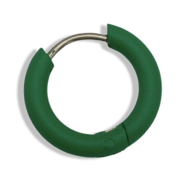 Color Enamel Hoop Earring - green