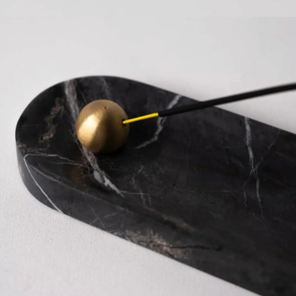 Tarabiza Long Black Marble + Brass Incense Holder