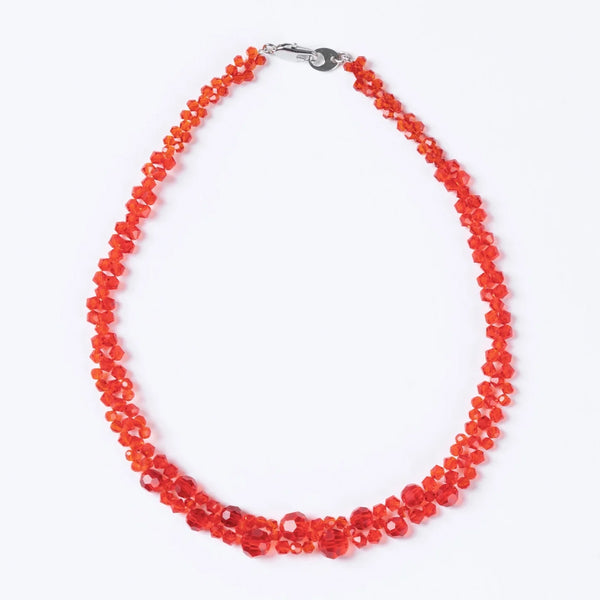 Crystal Beaded Transparent Necklace - red