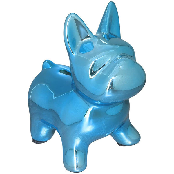Ceramic Bulldog Piggy Bank - blue