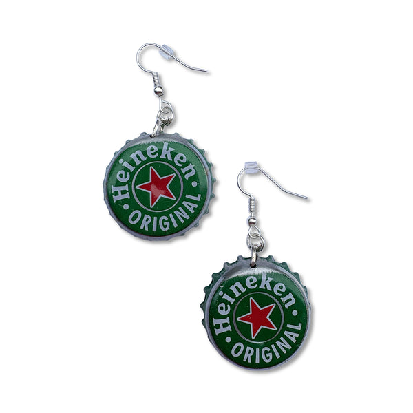 Bottle Cap Earrings - Heineken