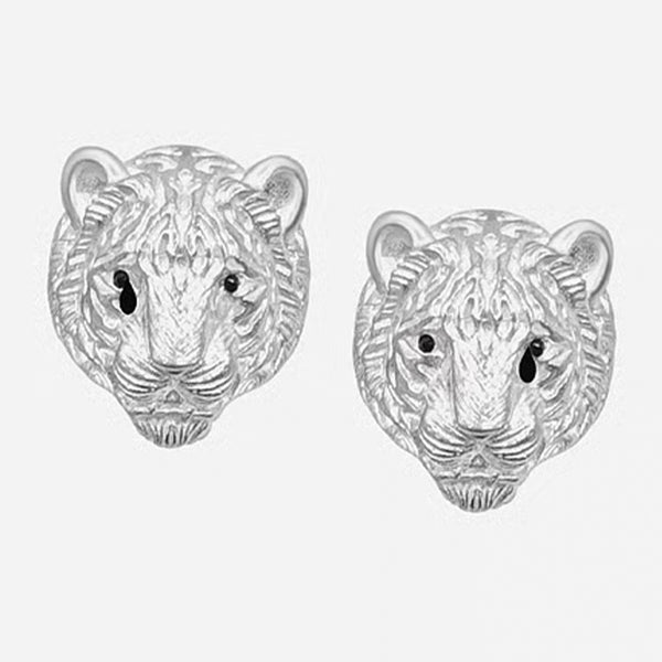 Huli Tiger Earrings - Silver
