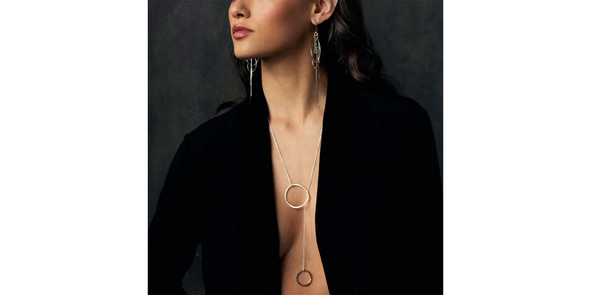 Gold Orbit Lariat Necklace