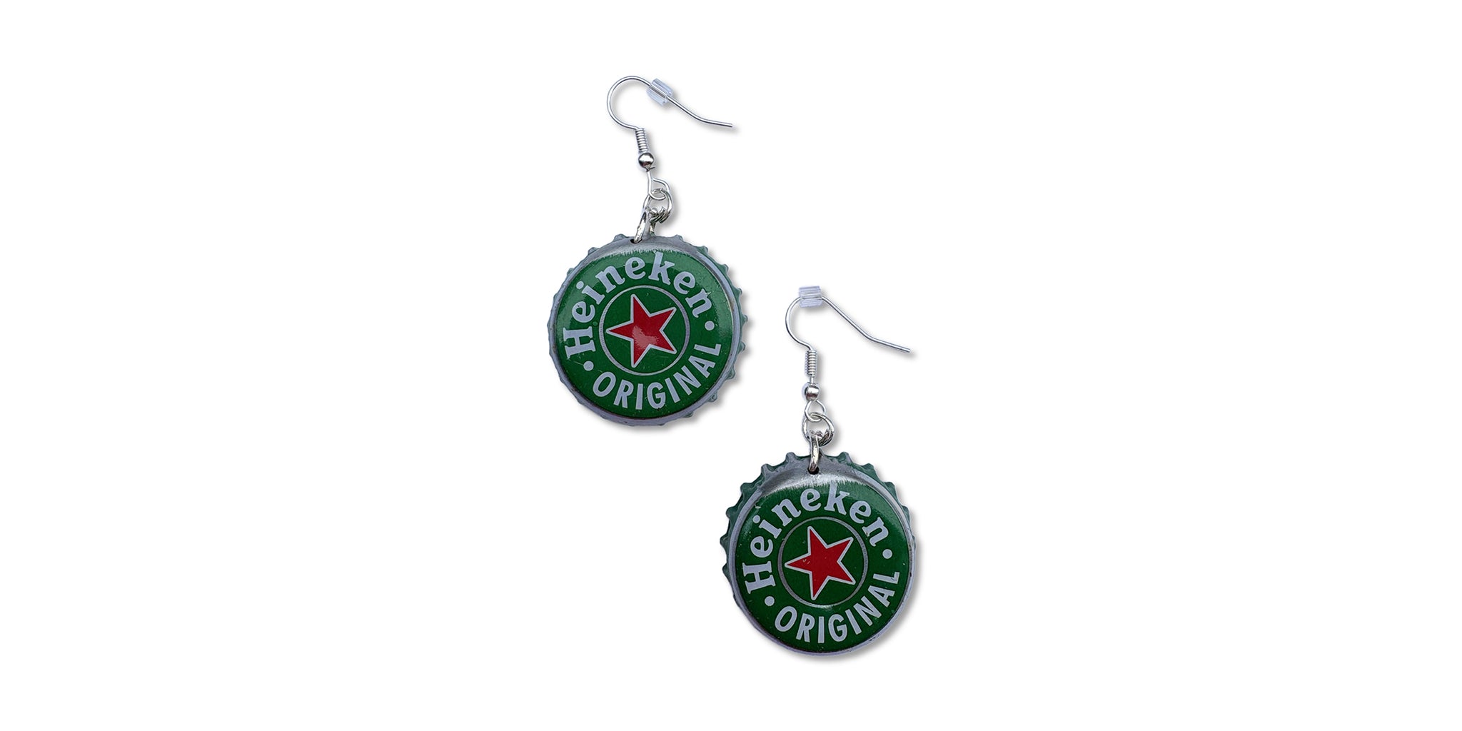 Bottle Cap Earrings - Heineken