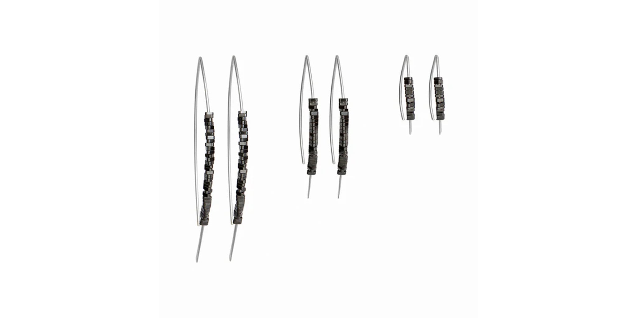Hematite Gold Wishbone Threader Earrings - silver