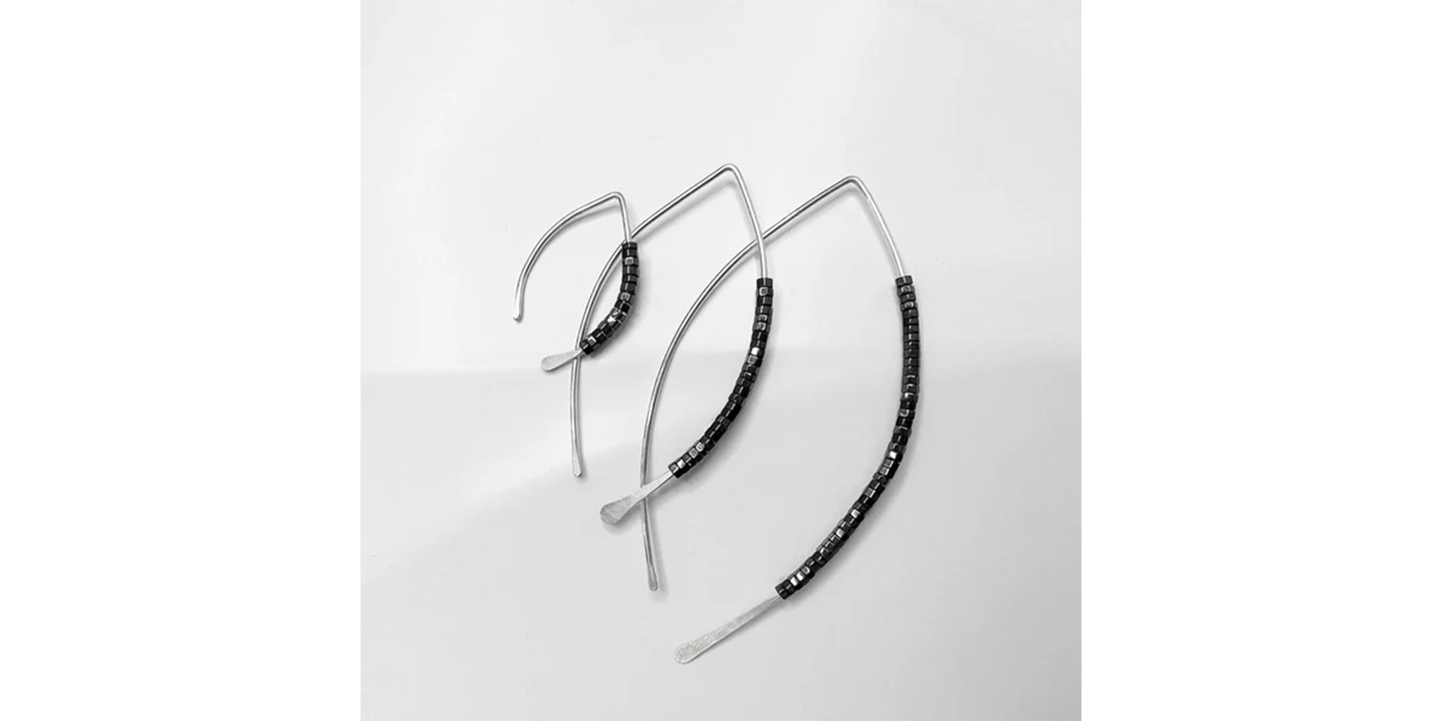 Hematite Gold Wishbone Threader Earrings - silver
