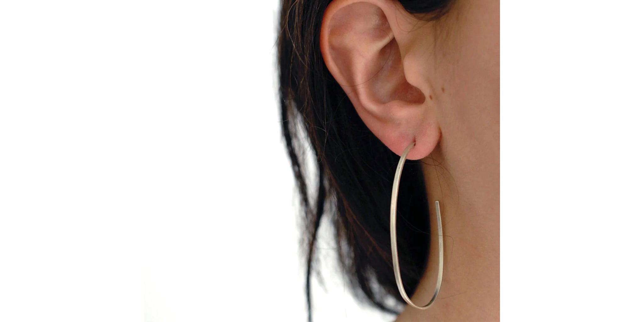 Oval Silver Hoops