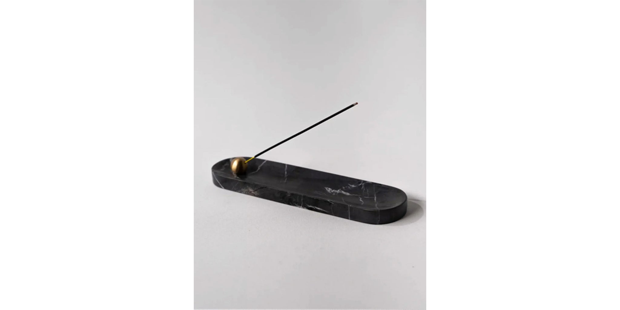 Tarabiza Long Black Marble + Brass Incense Holder