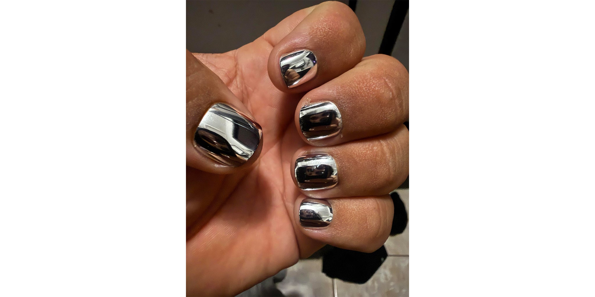 Dark Chrome Statement Nails