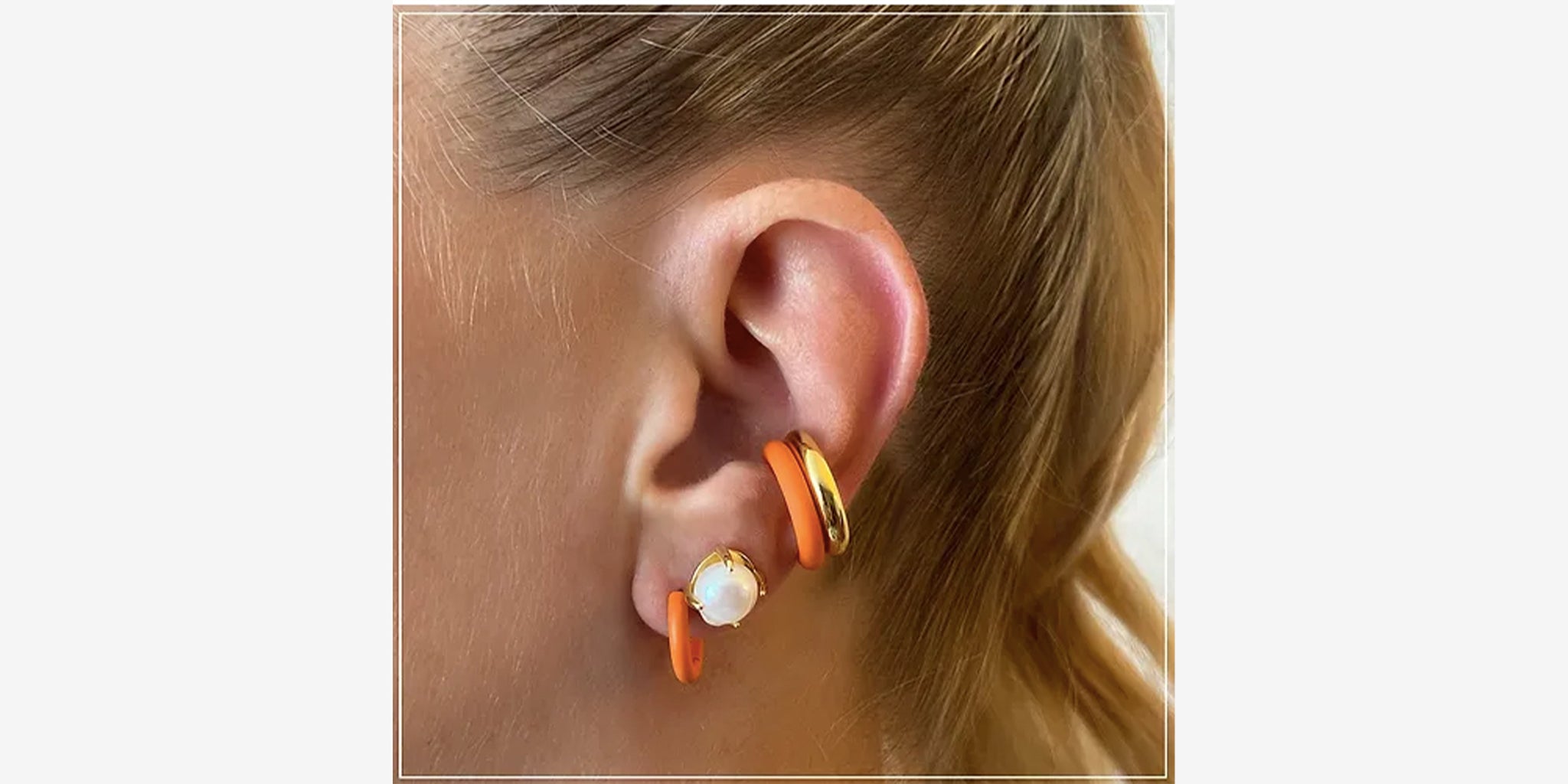 Color Enamel Hoop Earring - orange