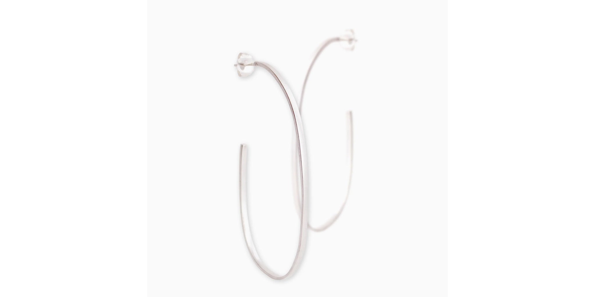 Oval Silver Hoops