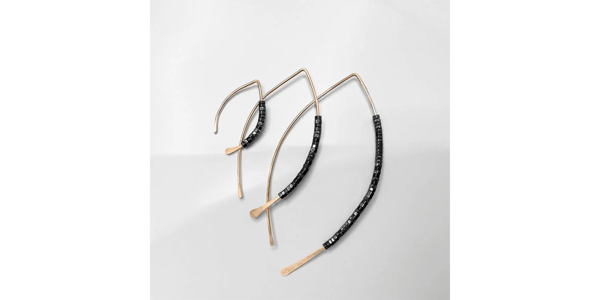 Hematite Gold Wishbone Threader Earrings - gold