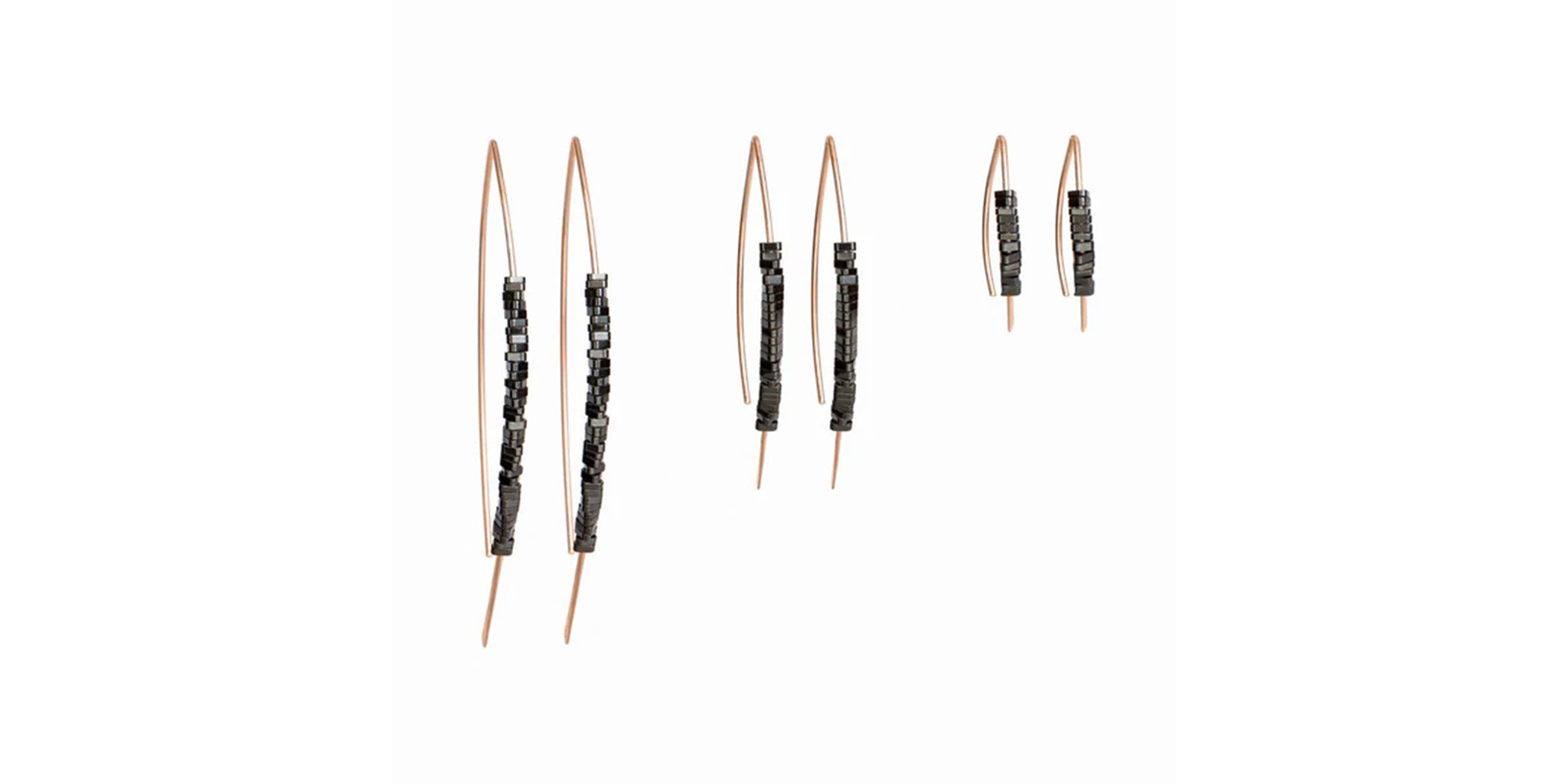 Hematite Gold Wishbone Threader Earrings - gold