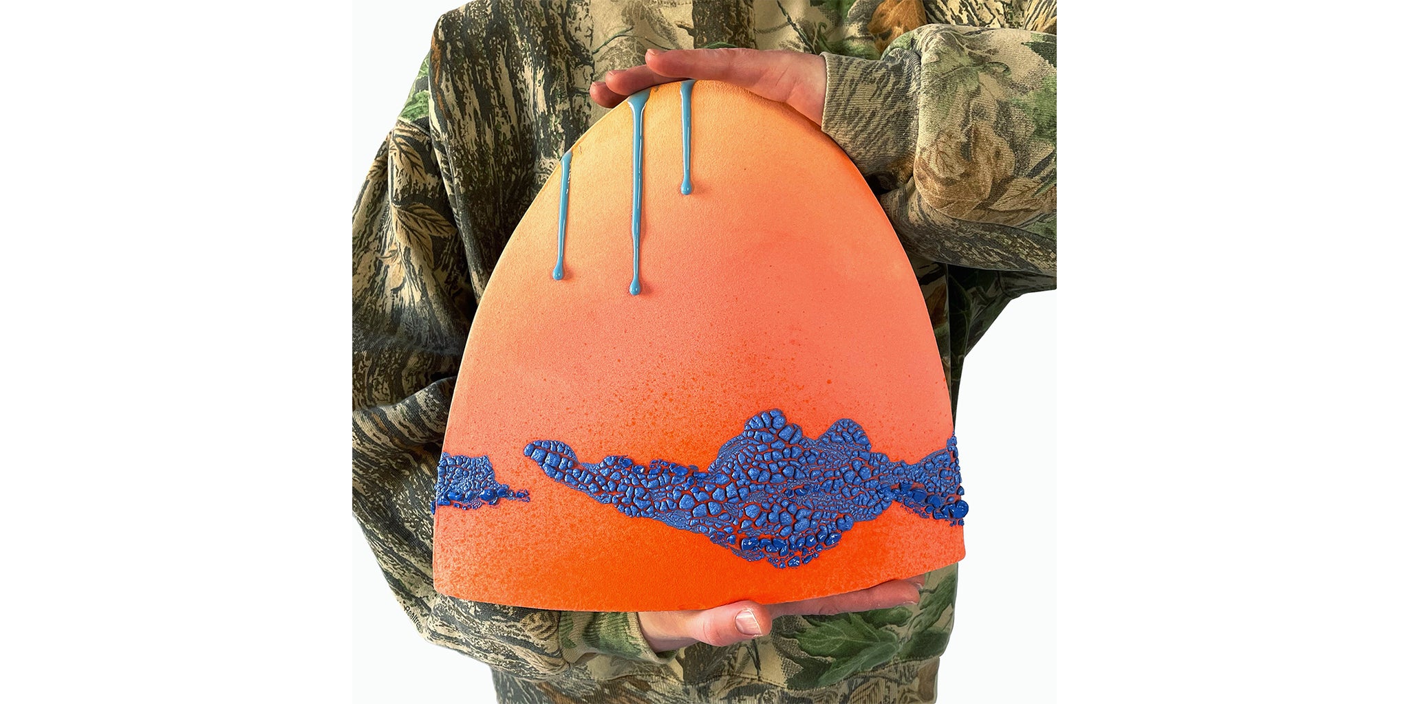 Large Vase - Salmon/Mandarin/Blue