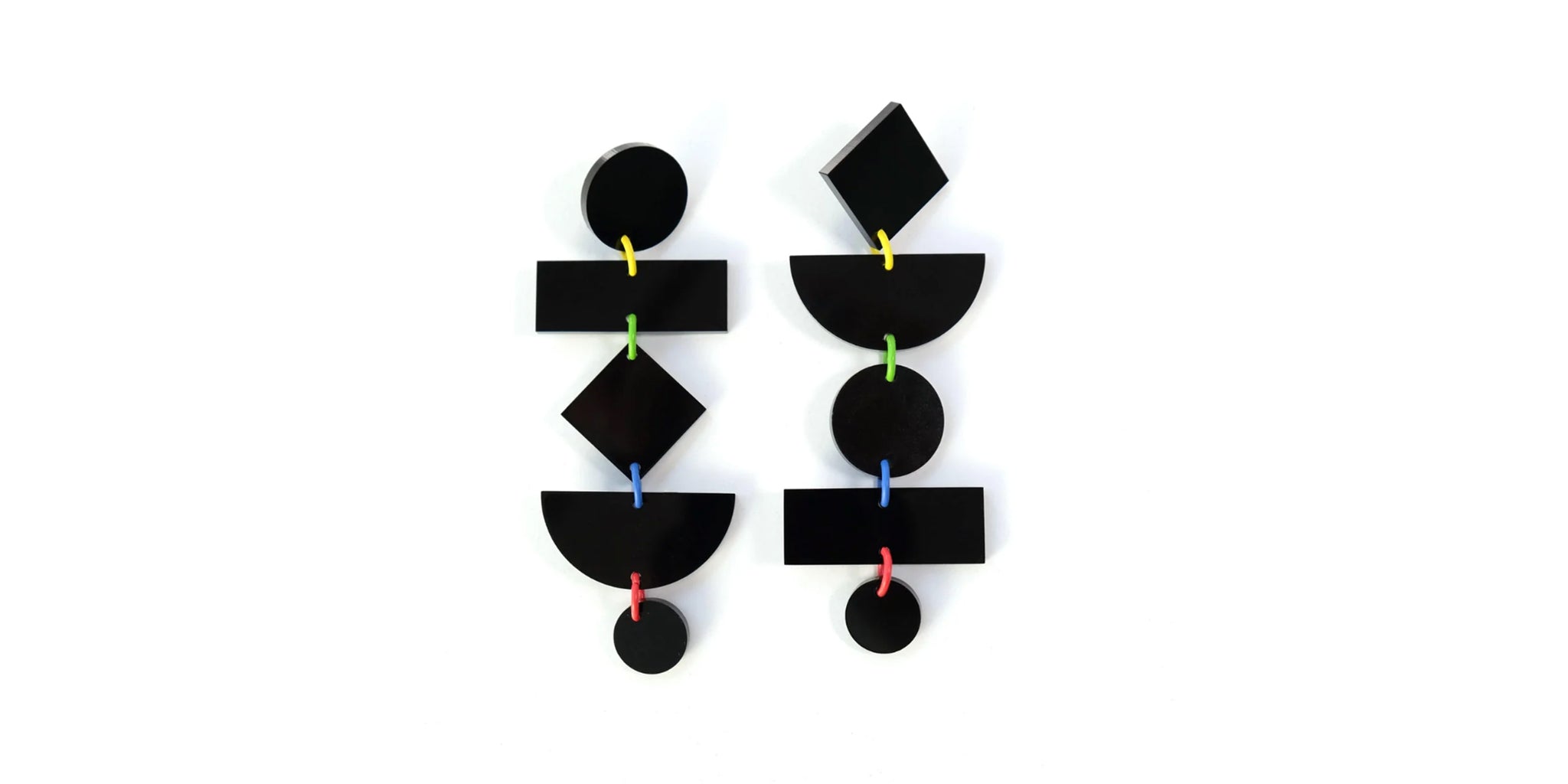 Geometric Dangly Earrings - black