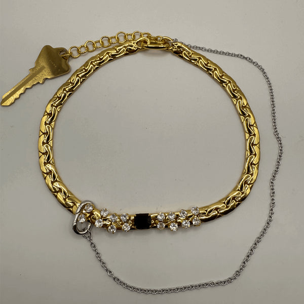 Gold Jewel Collar Necklace - onyx