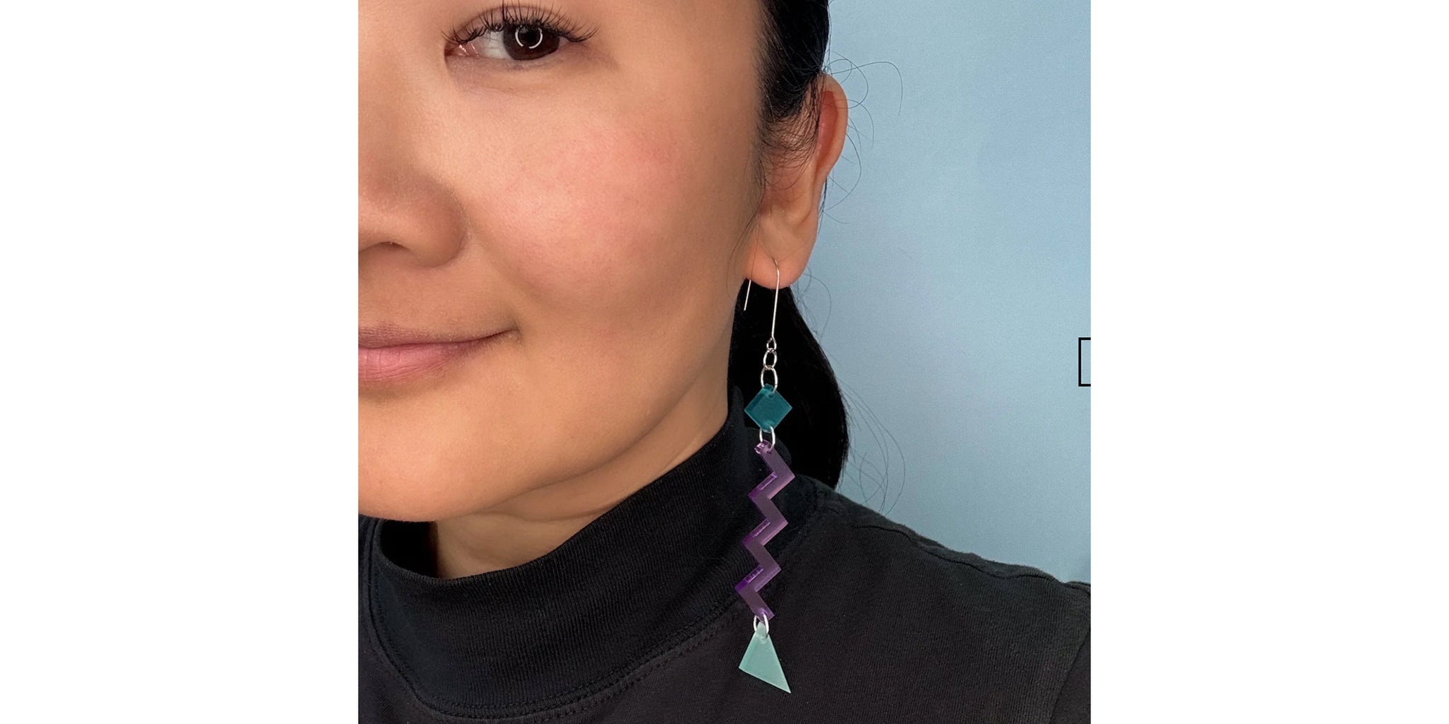 Zig Zag Retro Earrings - 90's (blue/purple/teal)