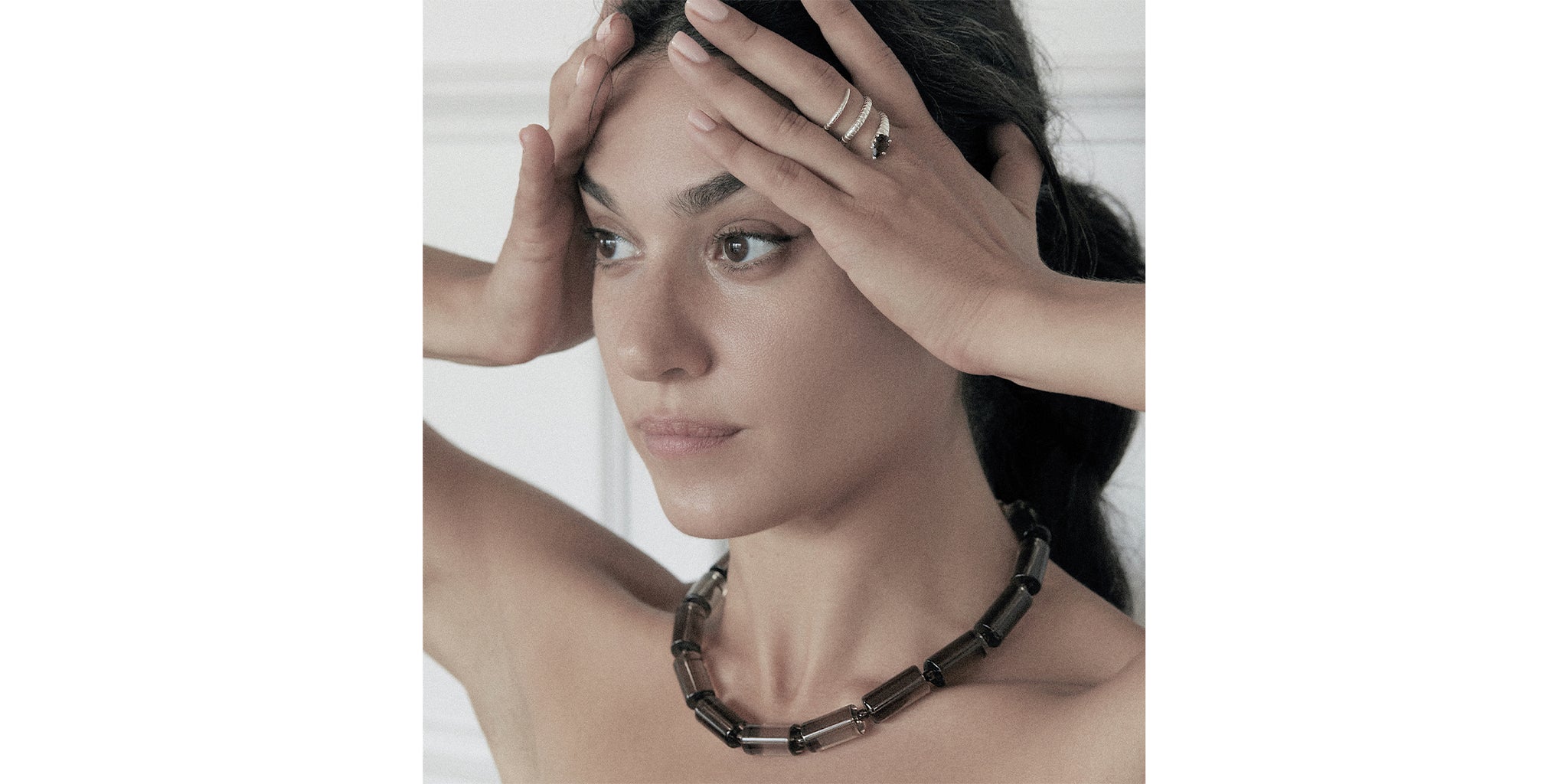 Lucite Collar Necklace - smoky quartz